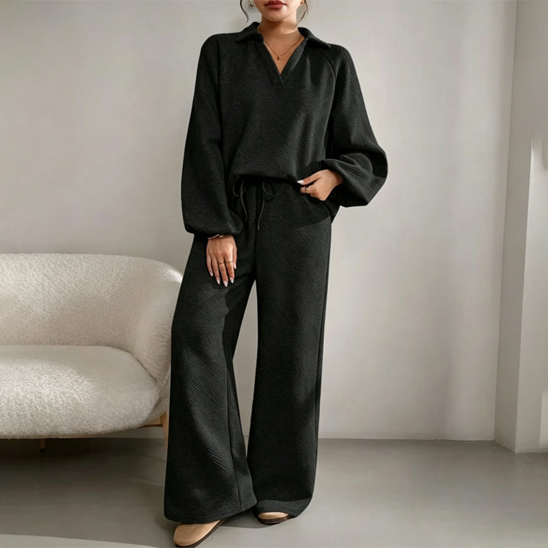 Zweiteiliges Set Damen mit lässigem Schnitt und weitem Bein - J&B - 13 - Jasminaboutique.com