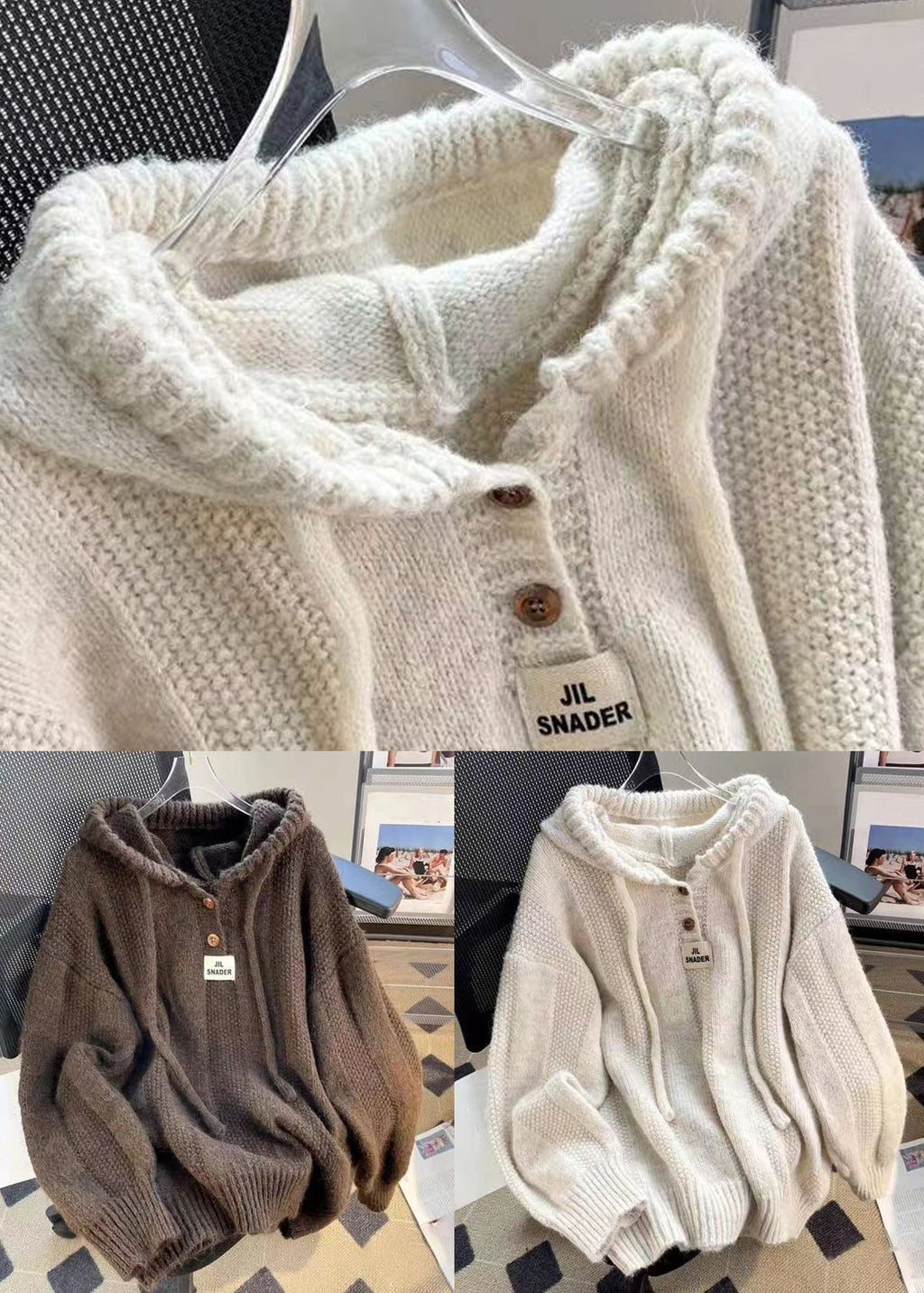 Pullover Damen mit Kapuze und Knopfleiste - J&B - 5 - Jasminaboutique.com