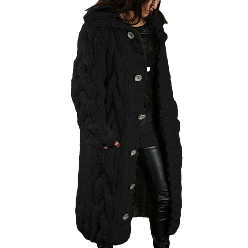 Cardigan Damen mit Kapuze und Zopfmuster - J&B - 5 - Jasminaboutique.com