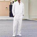 Herren Waffelstrick-Set: Sweatshirt mit Quarter-Zip & gerade Hose - J&B - 1 - Jasminaboutique.com