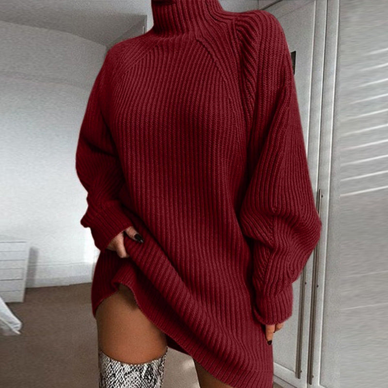 Kleid Damen mit hohem Kragen und lässigem Schnitt - J&B - 12 - Jasminaboutique.com