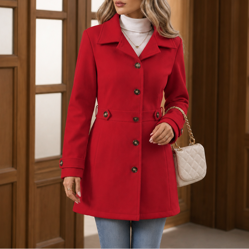 Mantel Damen mit tailliertem Schnitt und Gürtel - J&B - 13 - Jasminaboutique.com