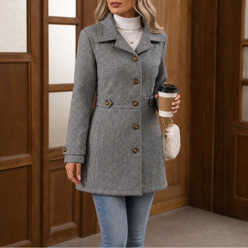 Mantel Damen mit tailliertem Schnitt und Gürtel - J&B - 15 - Jasminaboutique.com