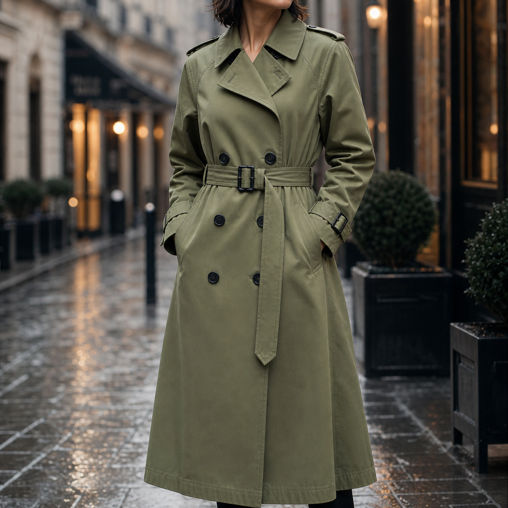 Trenchcoat Damen mit doppelter Knopfleiste und Taillengürtel - J&B - 1 - Jasminaboutique.com