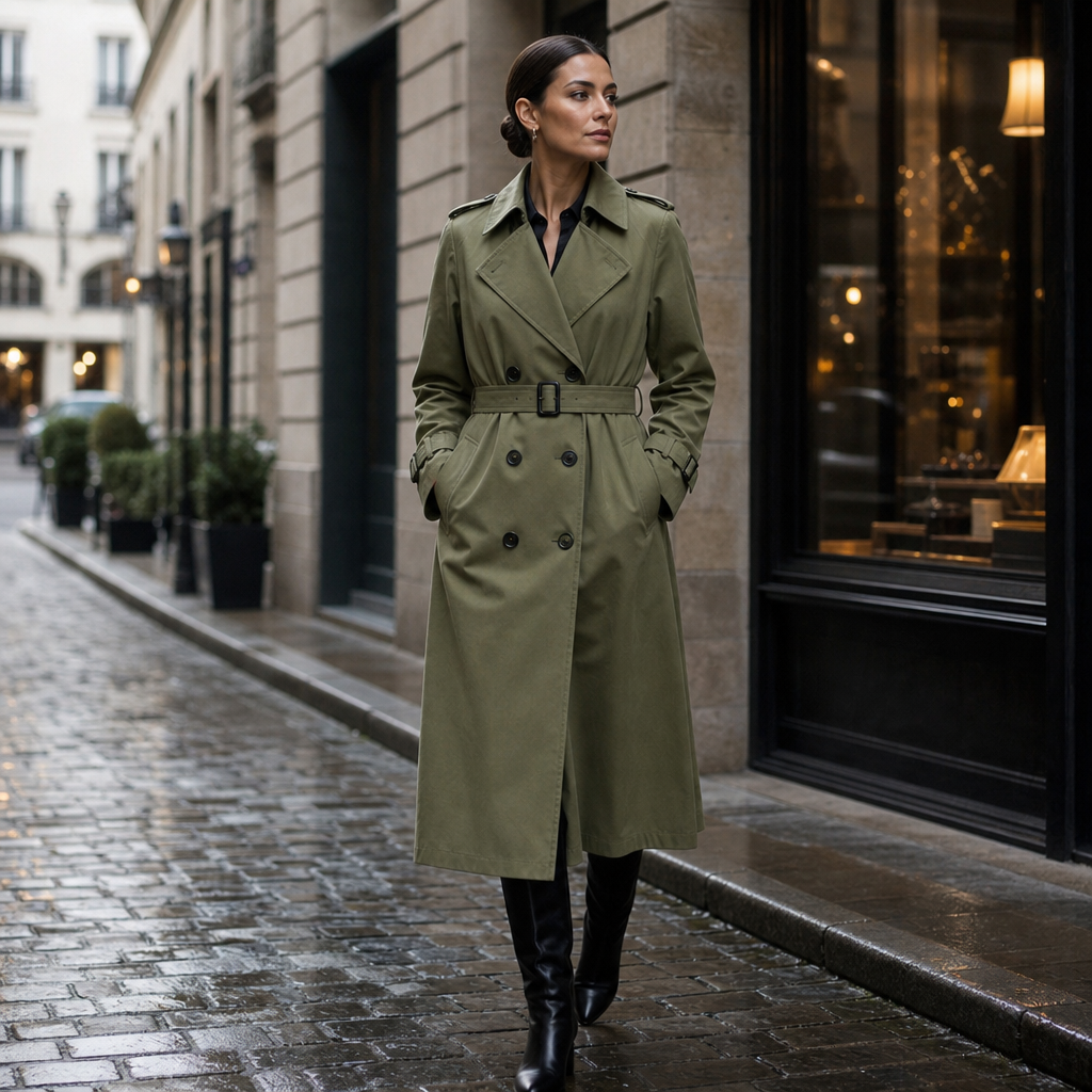Trenchcoat Damen mit doppelter Knopfleiste und Taillengürtel - J&B - 3 - Jasminaboutique.com