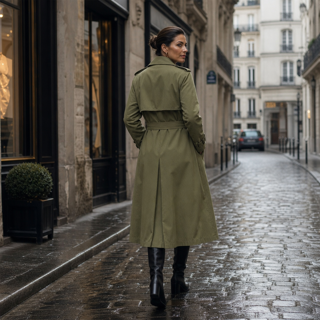 Trenchcoat Damen mit doppelter Knopfleiste und Taillengürtel - J&B - 6 - Jasminaboutique.com