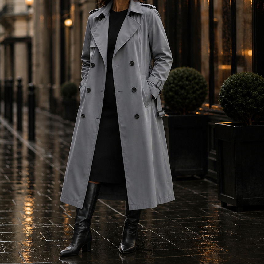 Trenchcoat Damen mit doppelter Knopfleiste und Taillengürtel - J&B - 15 - Jasminaboutique.com