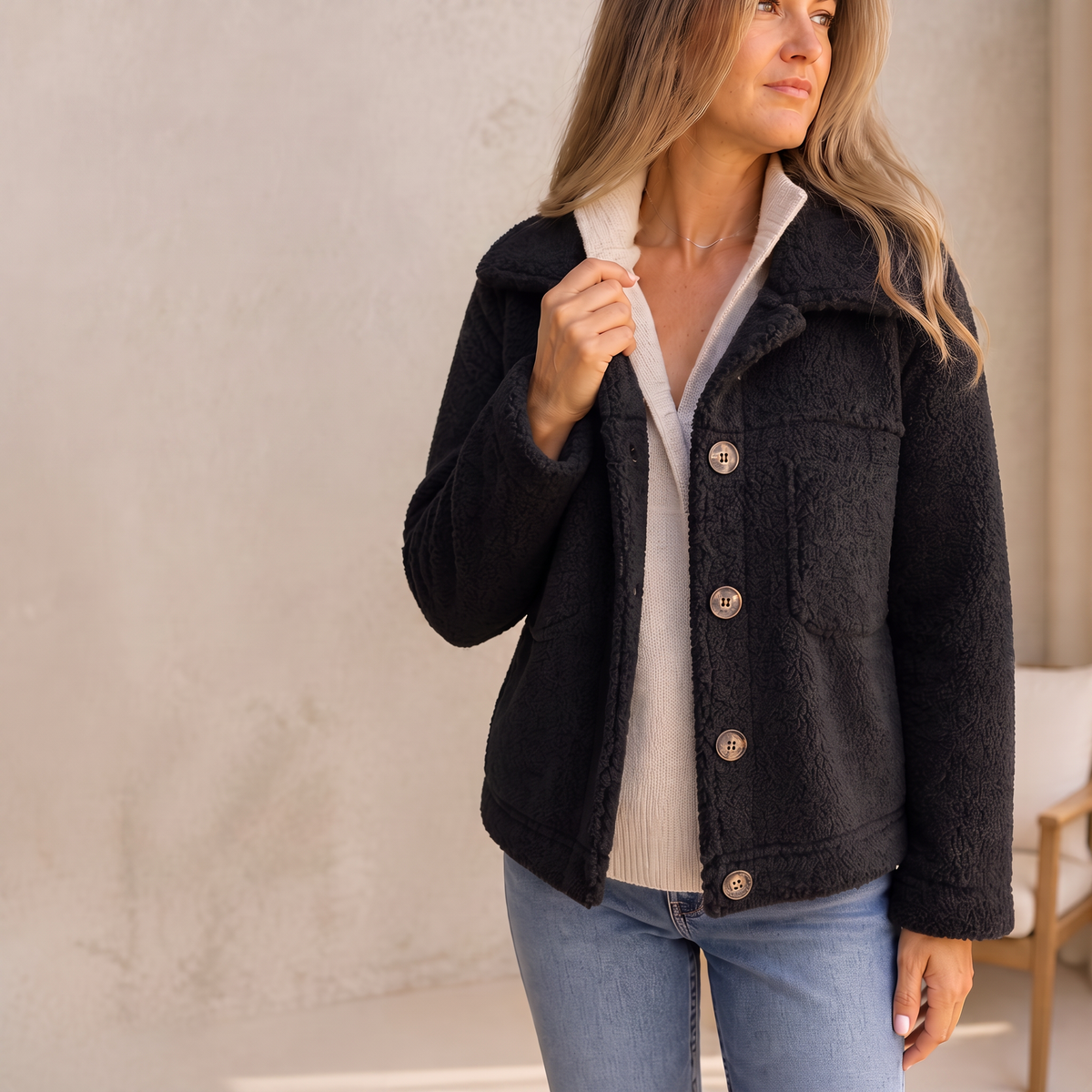 Jacke Damen mit Knopfleiste und lässigem Schnitt - J&B - 6 - Jasminaboutique.com