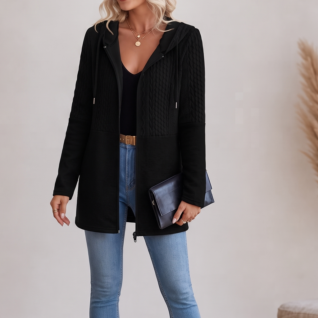 Hoodie Damen mit Kapuze und Struktur - J&B - 14 - Jasminaboutique.com