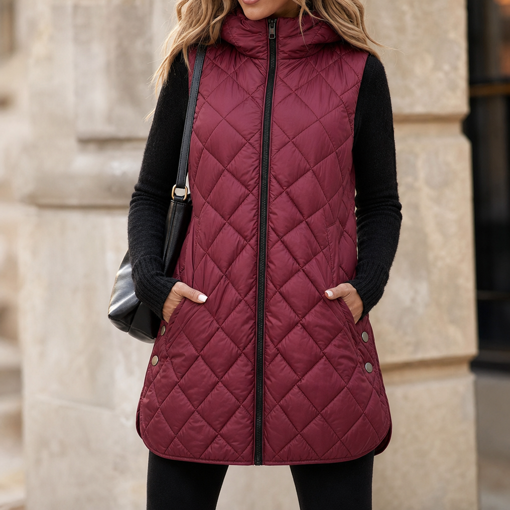 Weste Damen mit Kapuze und Steppdesign - J&B - 1 - Jasminaboutique.com