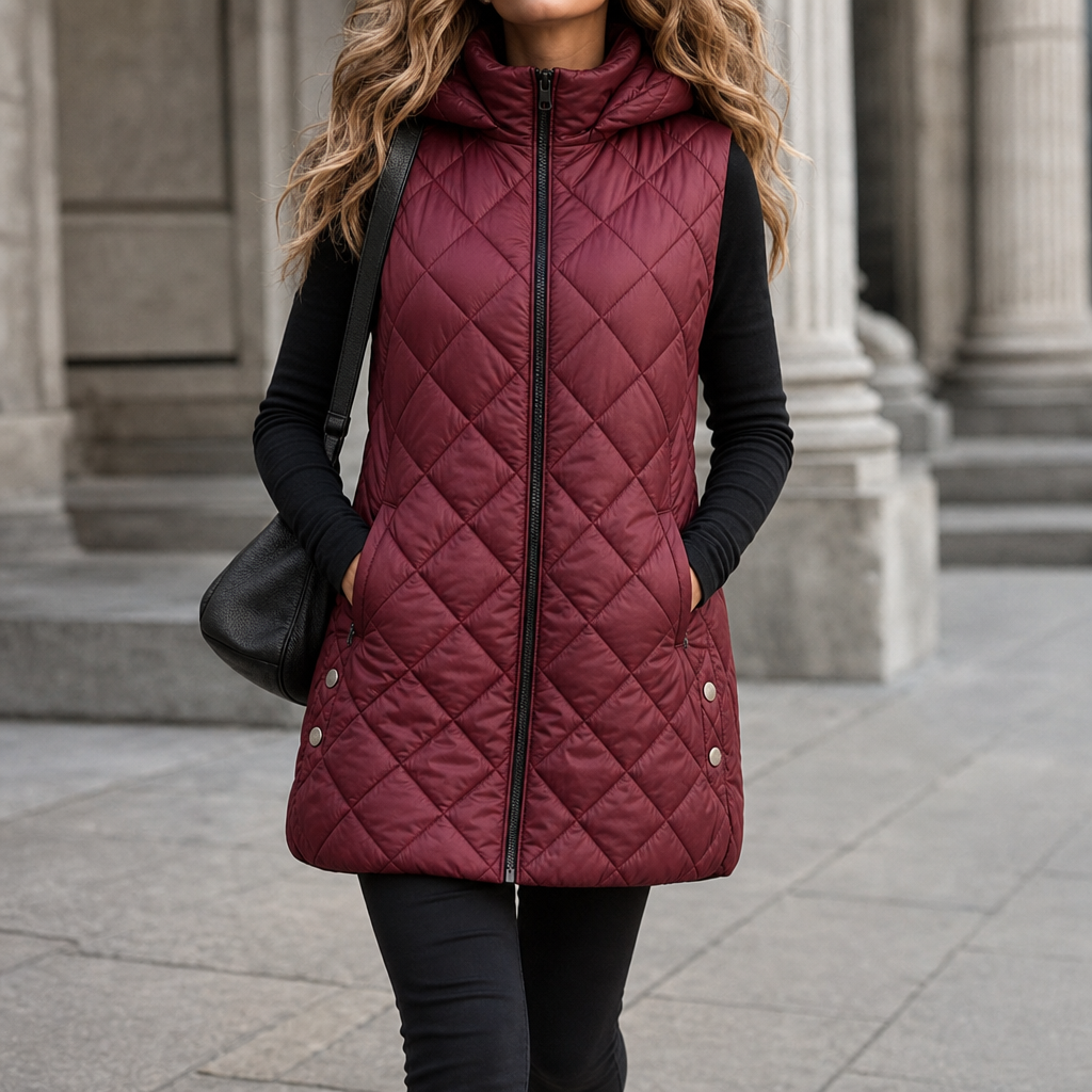Weste Damen mit Kapuze und Steppdesign - J&B - 2 - Jasminaboutique.com