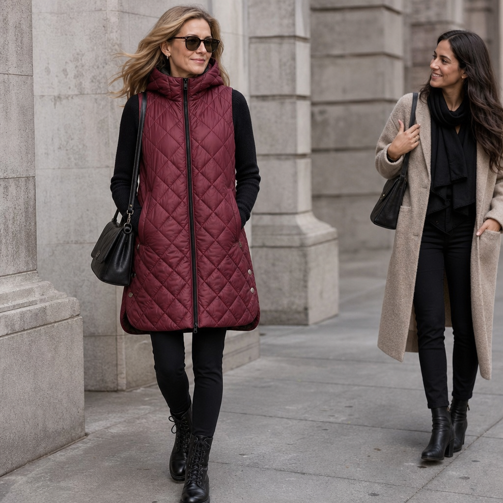 Weste Damen mit Kapuze und Steppdesign - J&B - 3 - Jasminaboutique.com