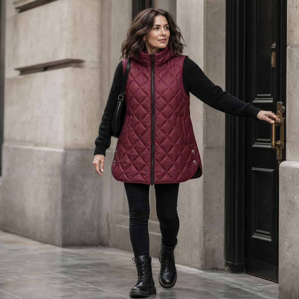 Weste Damen mit Kapuze und Steppdesign - J&B - 4 - Jasminaboutique.com
