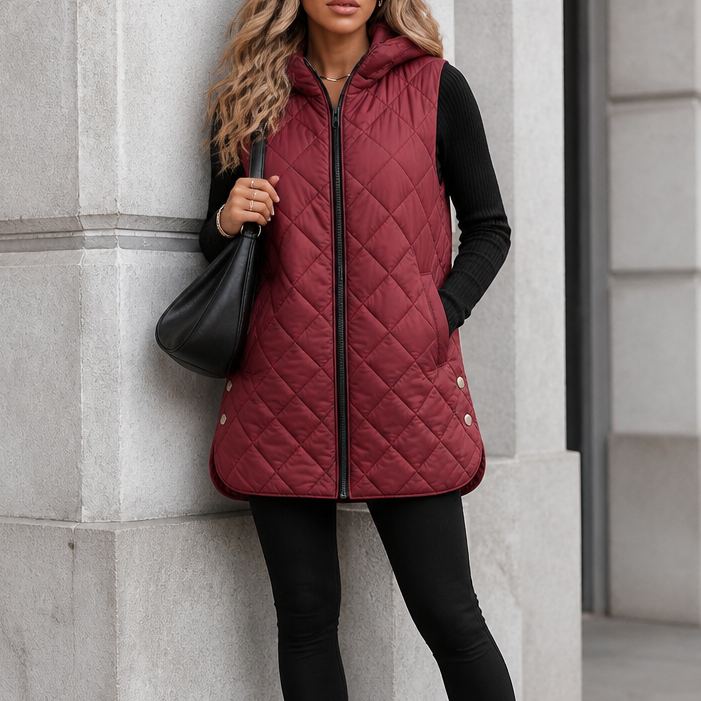 Weste Damen mit Kapuze und Steppdesign - J&B - 13 - Jasminaboutique.com