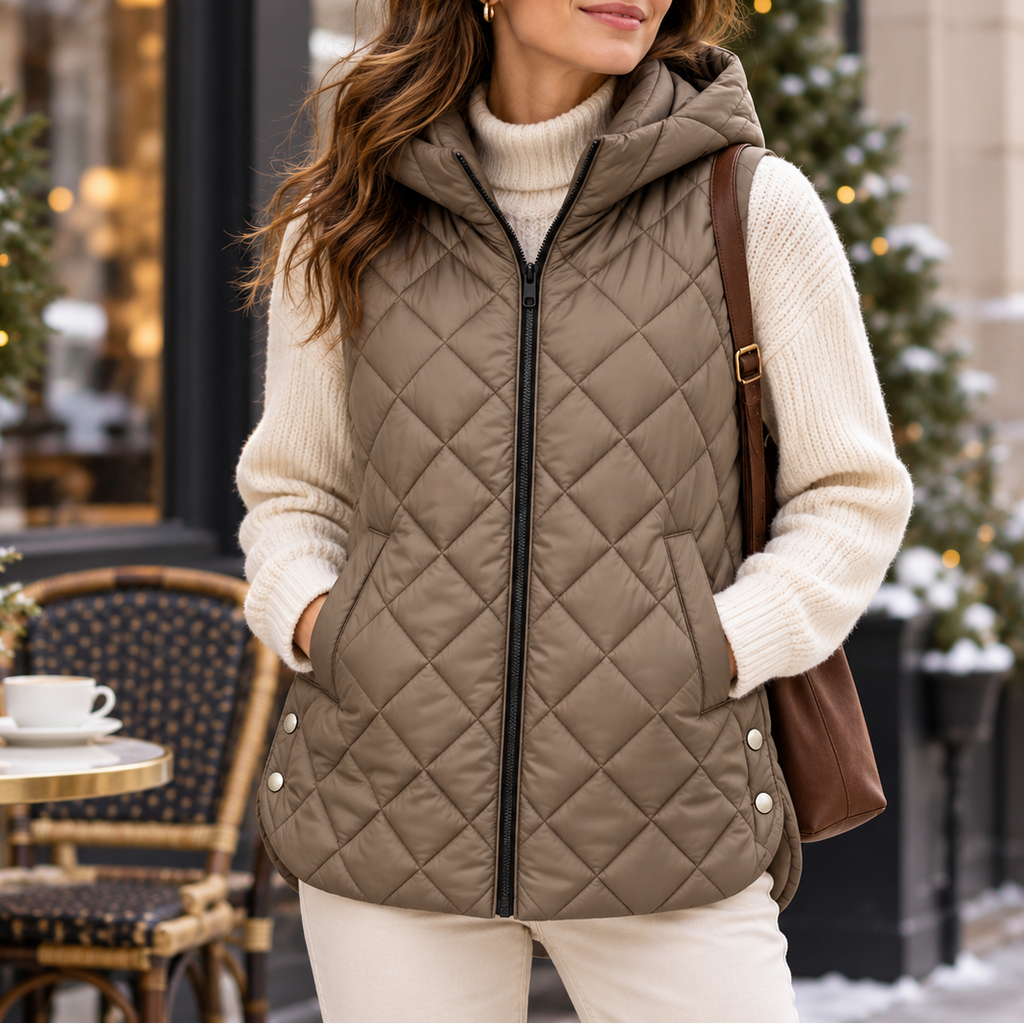Weste Damen mit Kapuze und Steppdesign - J&B - 14 - Jasminaboutique.com