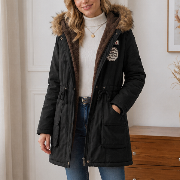 Damen Parka mit Kapuze und Taillenzug - J&B - 13 - Jasminaboutique.com