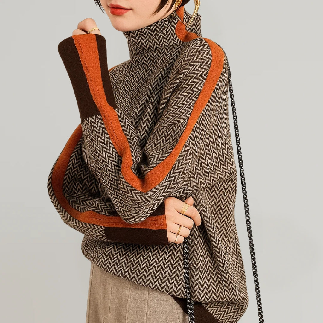 Pullover Damen mit Stehkragen und modernem Design - J&B - 2 - Jasminaboutique.com