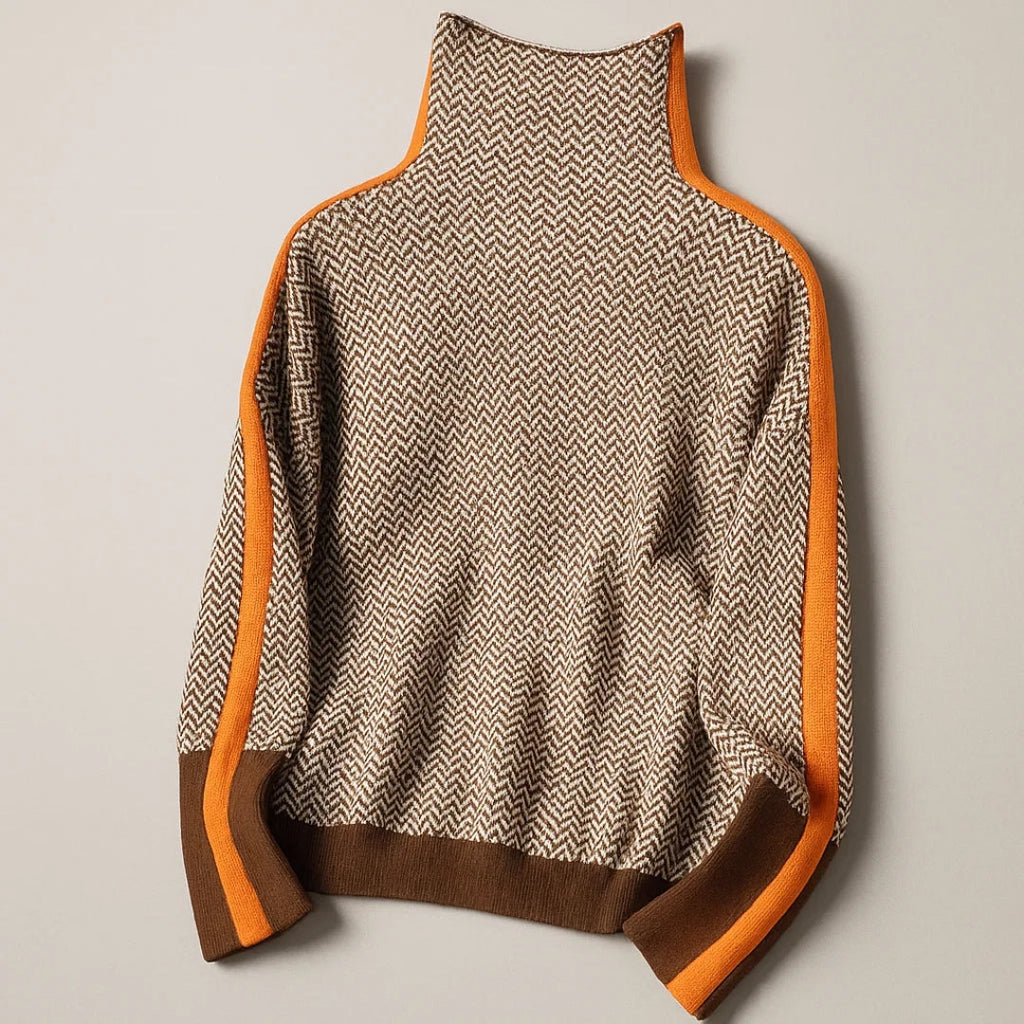 Pullover Damen mit Stehkragen und modernem Design - J&B - 3 - Jasminaboutique.com