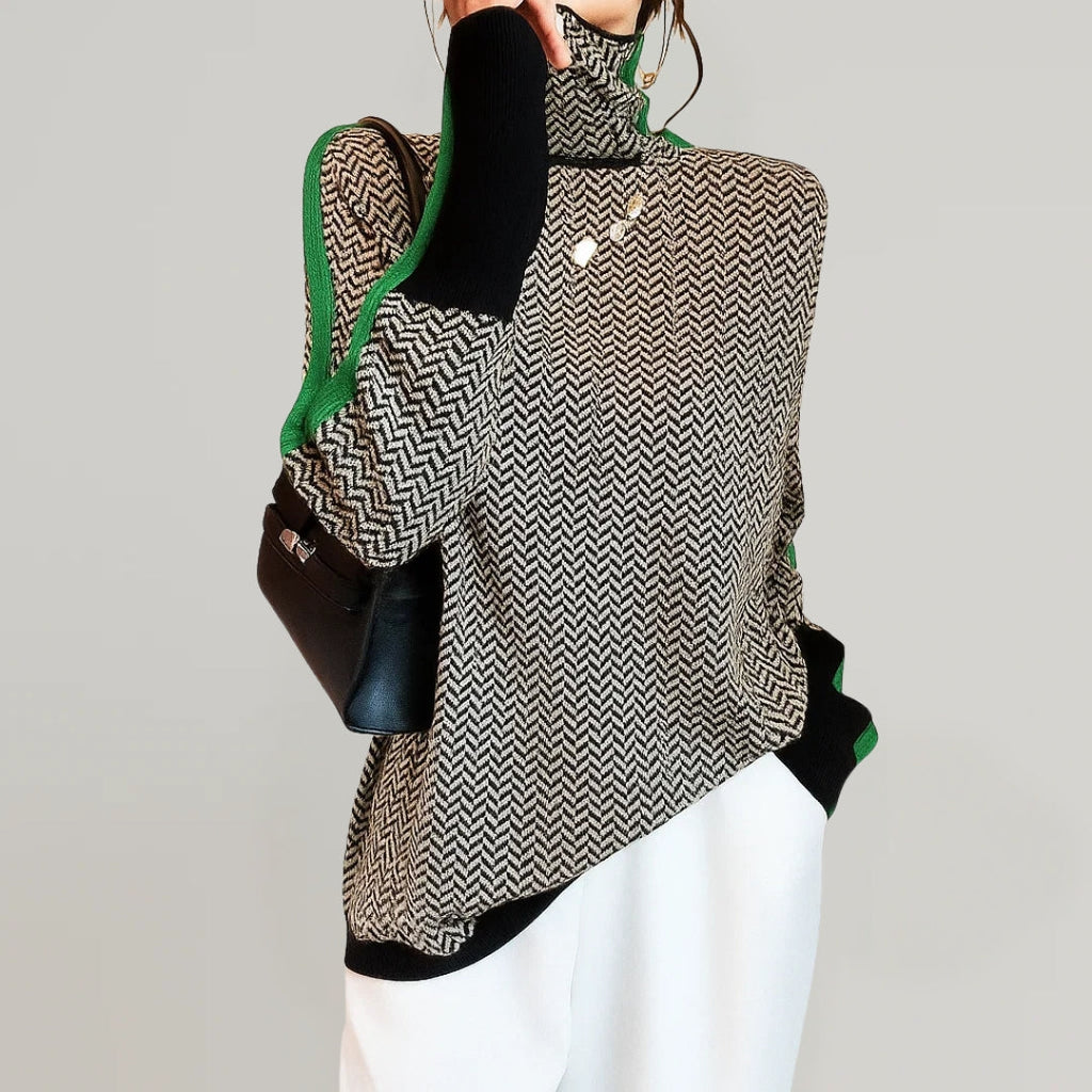 Pullover Damen mit Stehkragen und modernem Design - J&B - 4 - Jasminaboutique.com