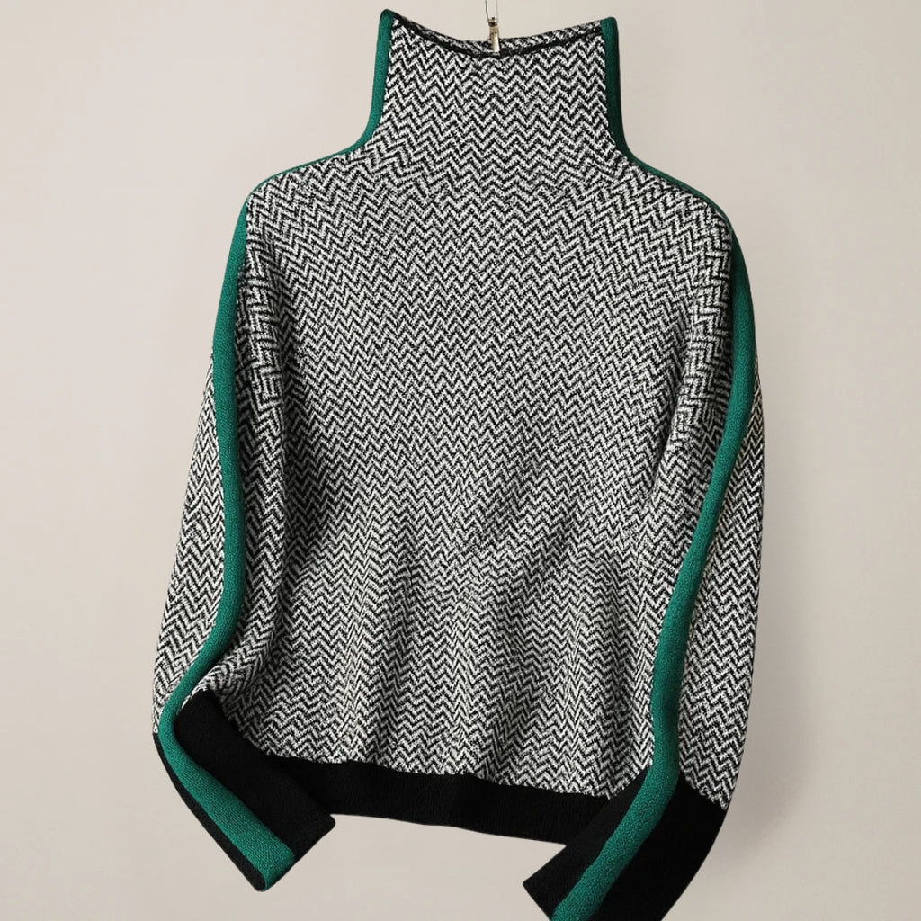 Pullover Damen mit Stehkragen und modernem Design - J&B - 5 - Jasminaboutique.com