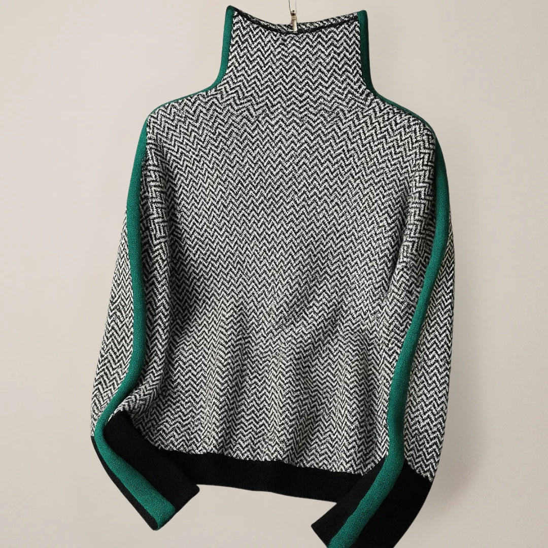 Pullover Damen mit Stehkragen und modernem Design - J&B - 5 - Jasminaboutique.com