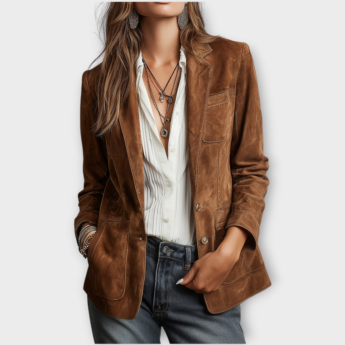Blazer Damen mit tailliertem Schnitt und strukturiertem Design - J&B - 1 - Jasminaboutique.com