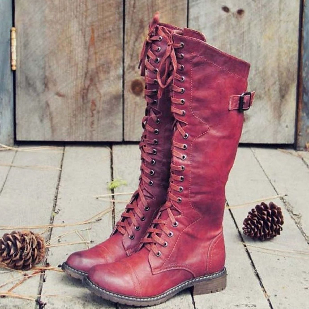 Stiefel Damen mit Schnürung und robustem Profil - J&B - 2 - Jasminaboutique.com