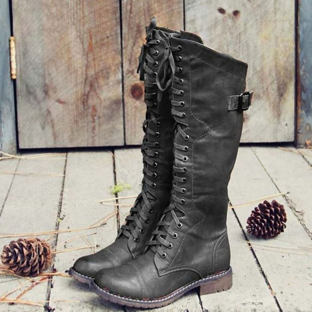 Stiefel Damen mit Schnürung und robustem Profil - J&B - 3 - Jasminaboutique.com
