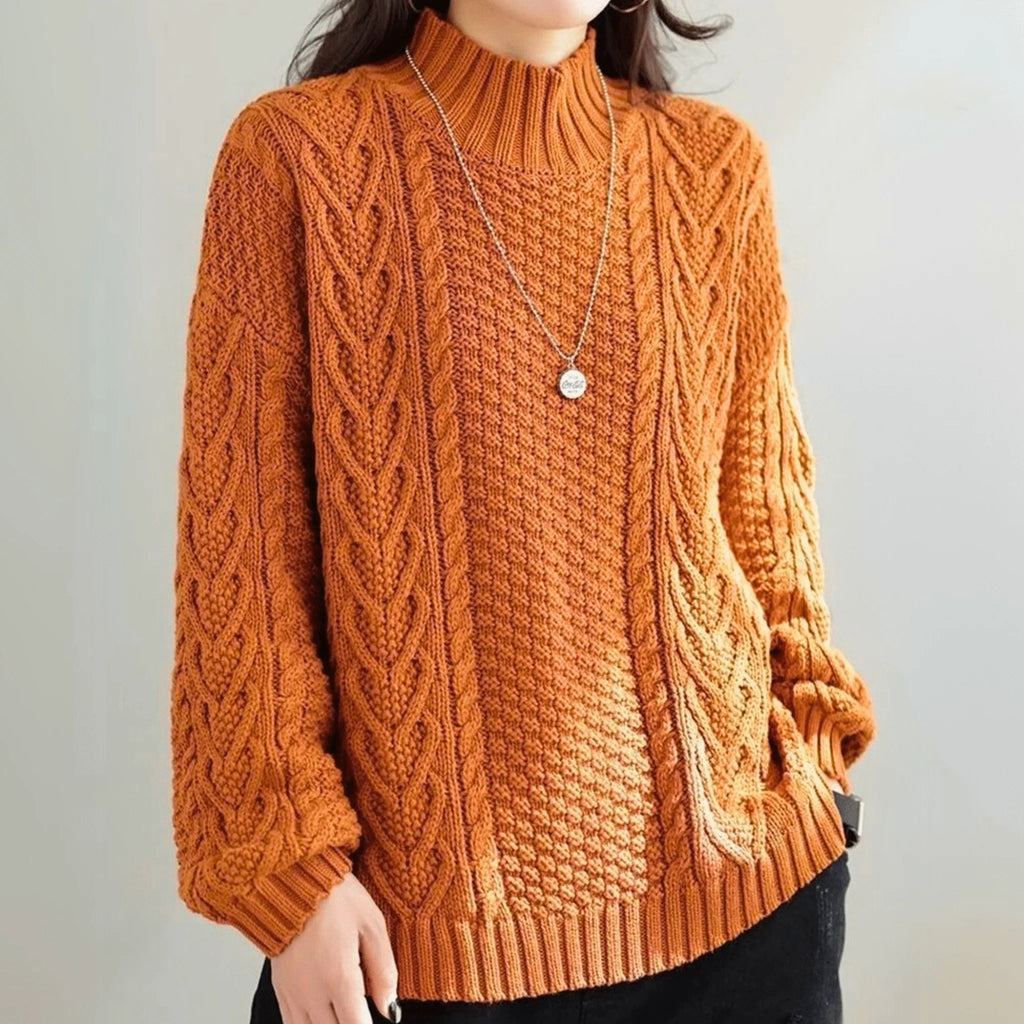 Pullover Damen mit Stehkragen und lässigem Schnitt - J&B - 1 - Jasminaboutique.com