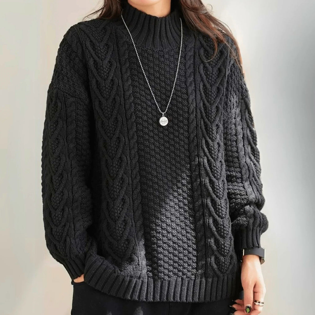 Pullover Damen mit Stehkragen und lässigem Schnitt - J&B - 3 - Jasminaboutique.com