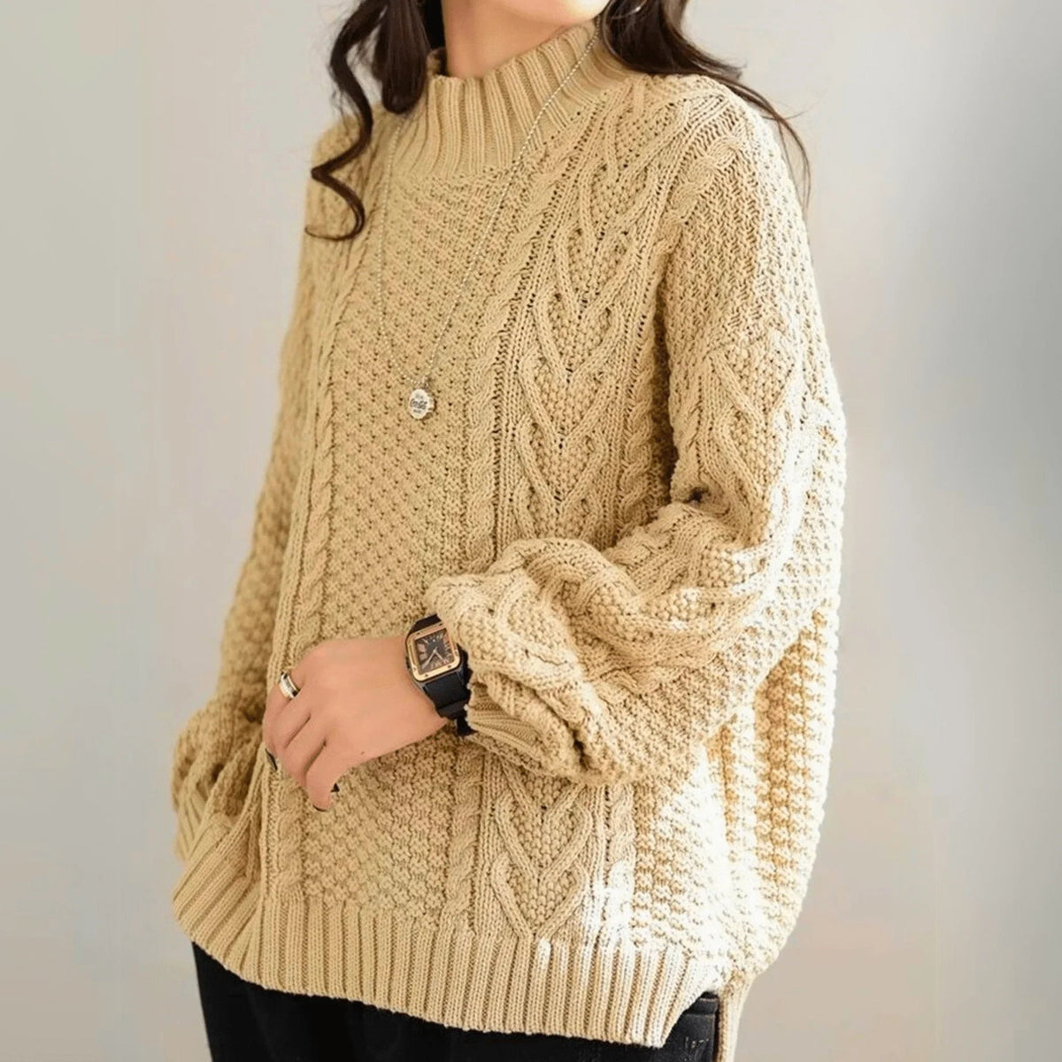 Pullover Damen mit Stehkragen und lässigem Schnitt - J&B - 6 - Jasminaboutique.com