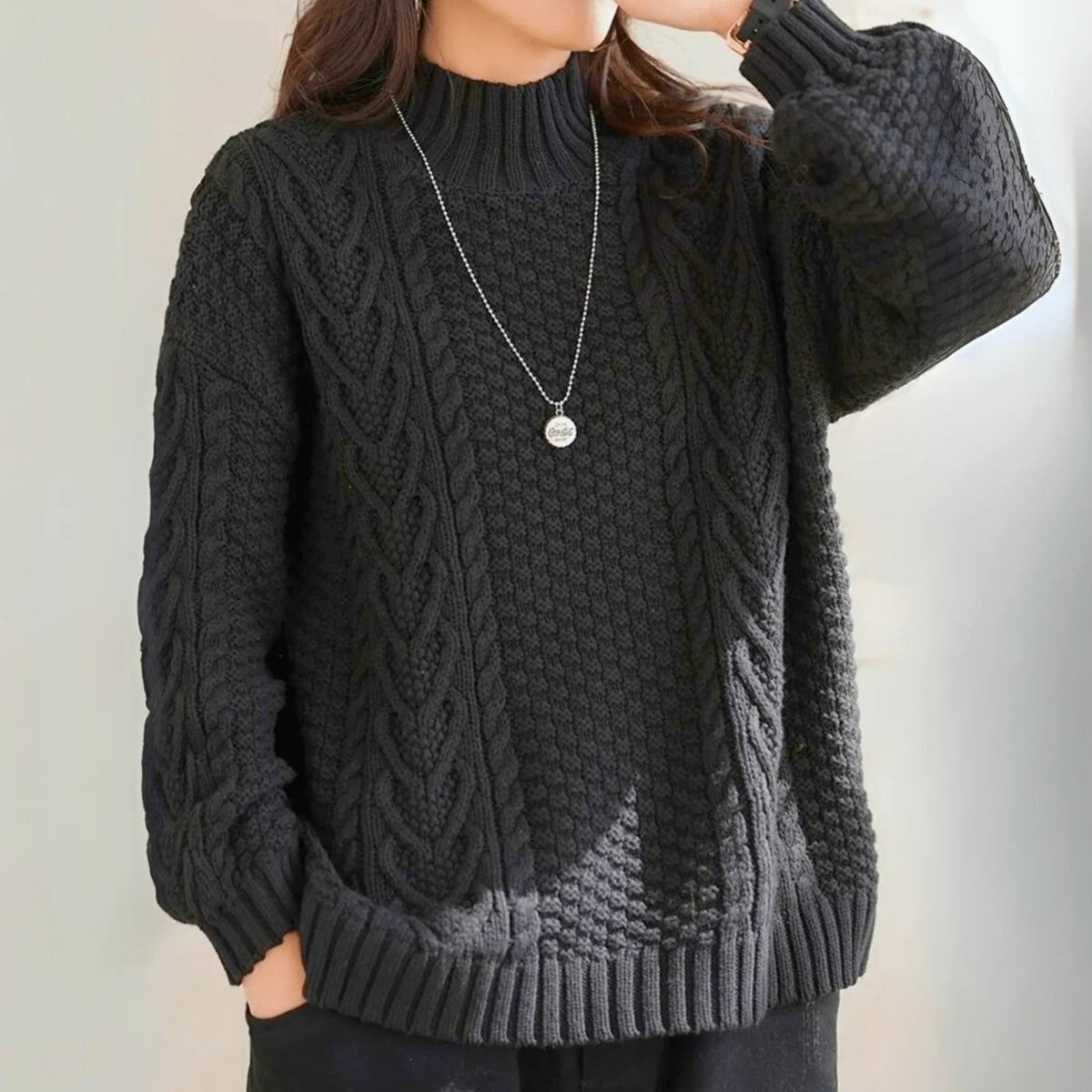 Pullover Damen mit Stehkragen und lässigem Schnitt - J&B - 7 - Jasminaboutique.com