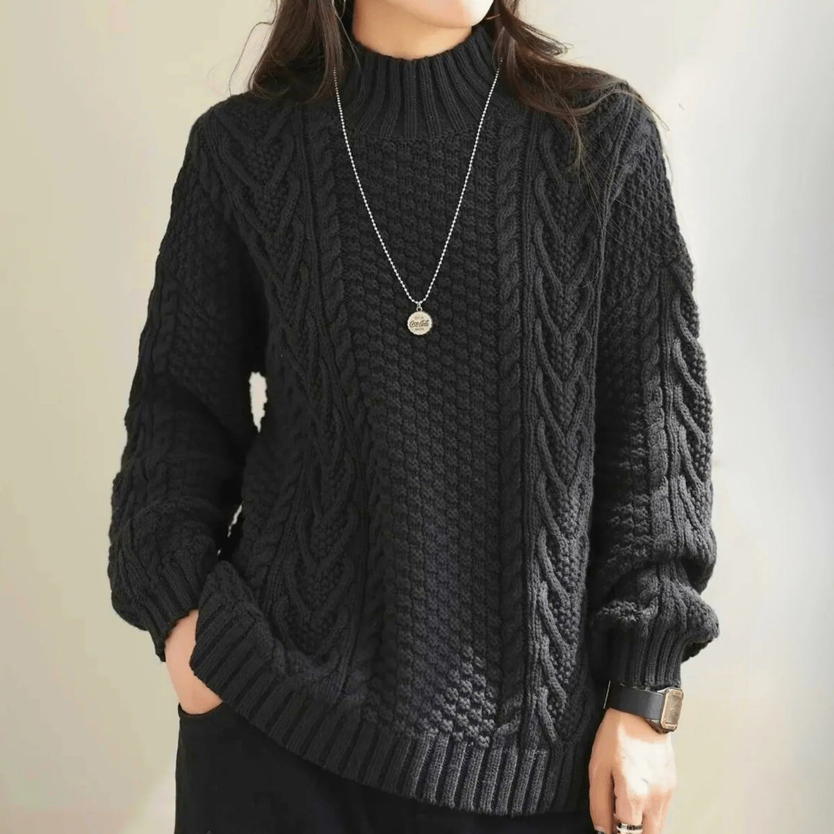 Pullover Damen mit Stehkragen und lässigem Schnitt - J&B - 8 - Jasminaboutique.com