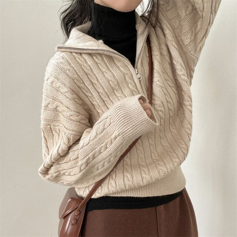 Pullover Damen mit Stehkragen und Zip-Detail - J&B - 1 - Jasminaboutique.com