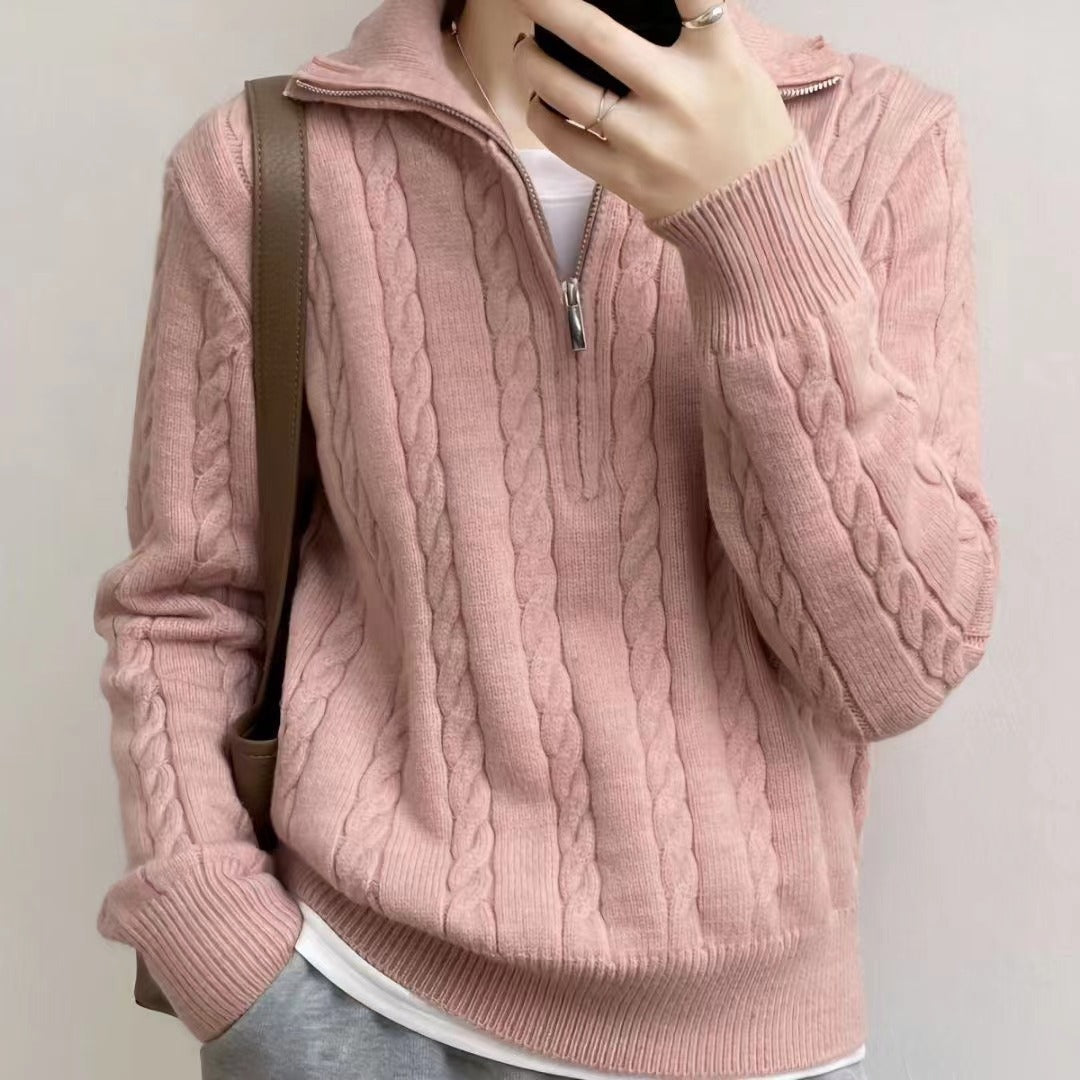 Pullover Damen mit Stehkragen und Zip-Detail - J&B - 2 - Jasminaboutique.com