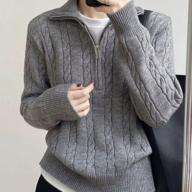 Pullover Damen mit Stehkragen und Zip-Detail - J&B - 3 - Jasminaboutique.com