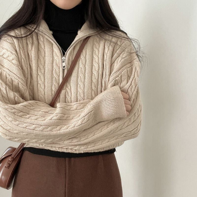 Pullover Damen mit Stehkragen und Zip-Detail - J&B - 4 - Jasminaboutique.com