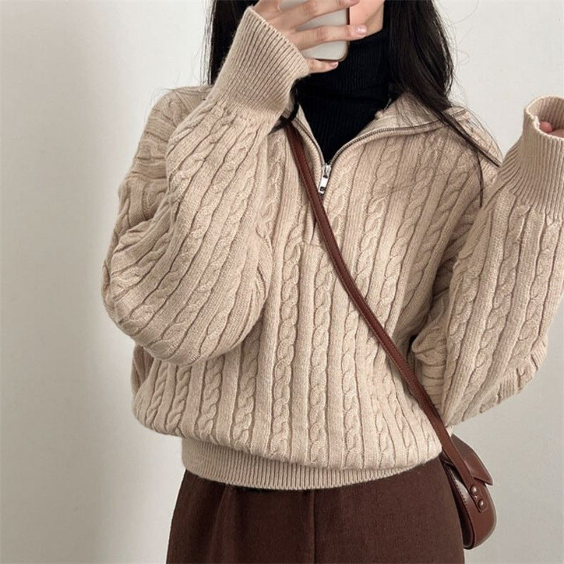 Pullover Damen mit Stehkragen und Zip-Detail - J&B - 5 - Jasminaboutique.com