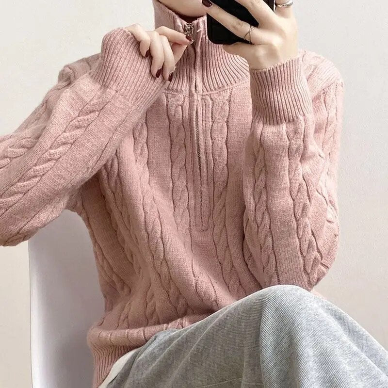 Pullover Damen mit Stehkragen und Zip-Detail - J&B - 6 - Jasminaboutique.com