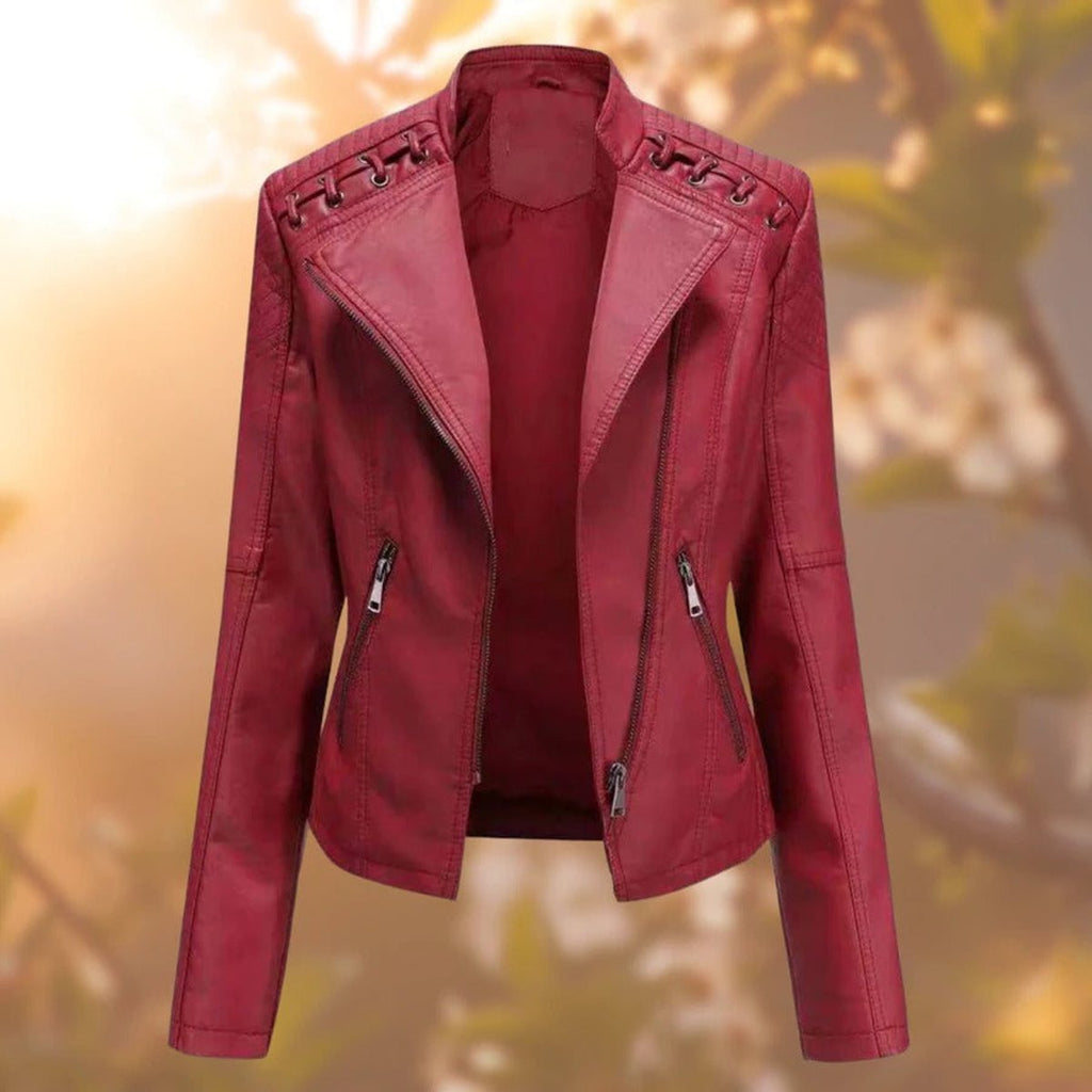 Damen Jacke mit Stehkragen und asymmetrischem Reißverschluss - J&B - 4 - Jasminaboutique.com