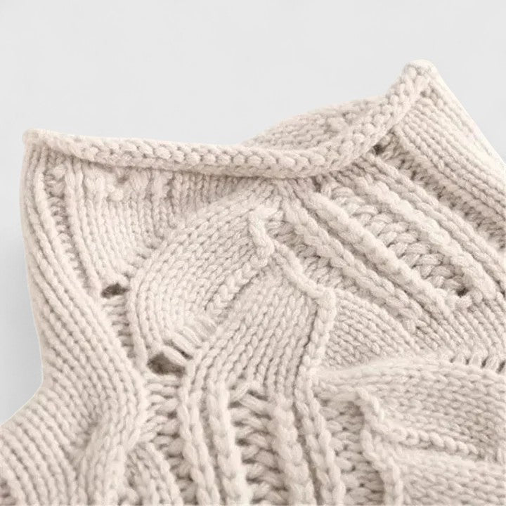 Pullover Damen mit Stehkragen und Kabelstrick-Design - J&B - 4 - Jasminaboutique.com