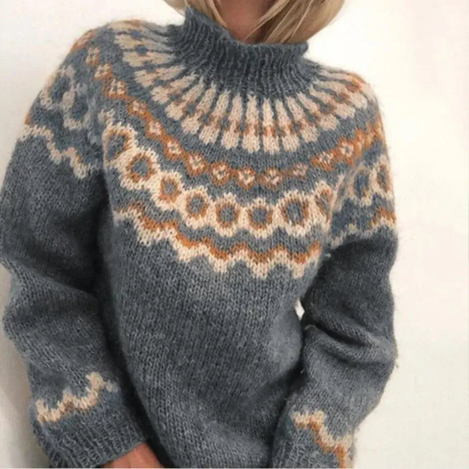 Pullover Damen mit hohem Kragen und lässigem Schnitt - J&B - 1 - Jasminaboutique.com