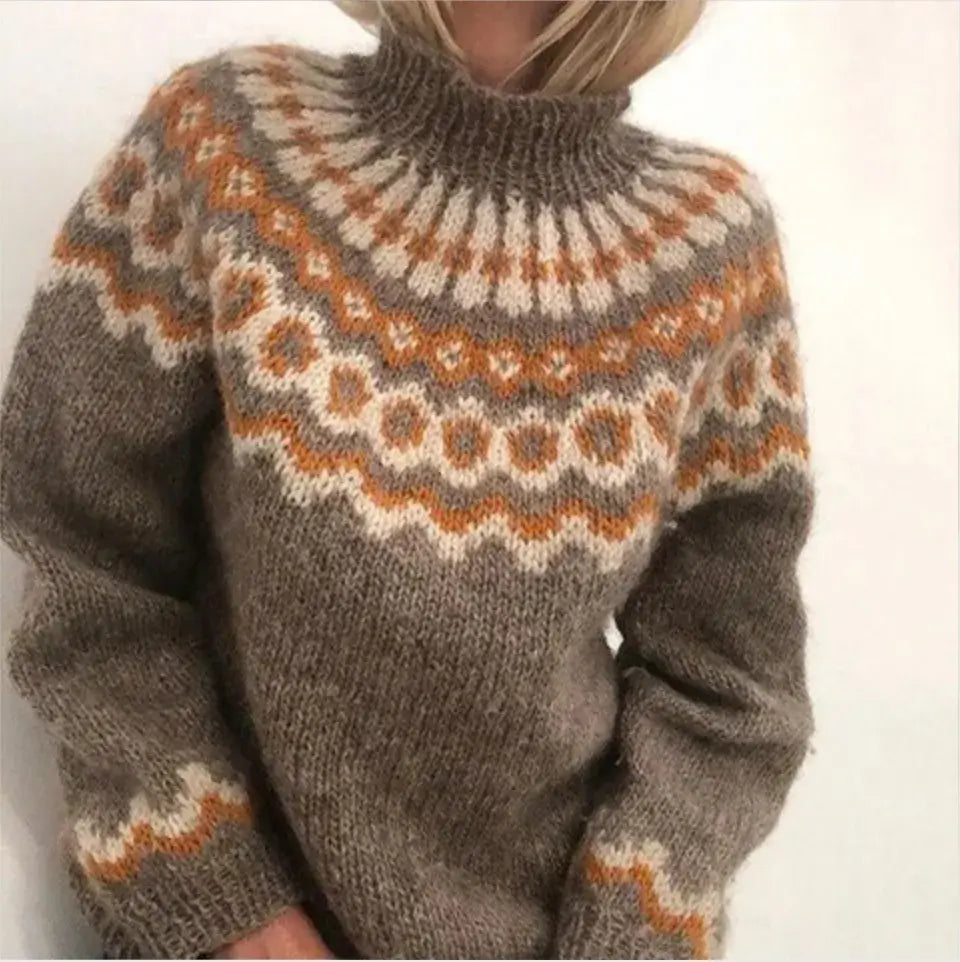 Pullover Damen mit hohem Kragen und lässigem Schnitt - J&B - 2 - Jasminaboutique.com