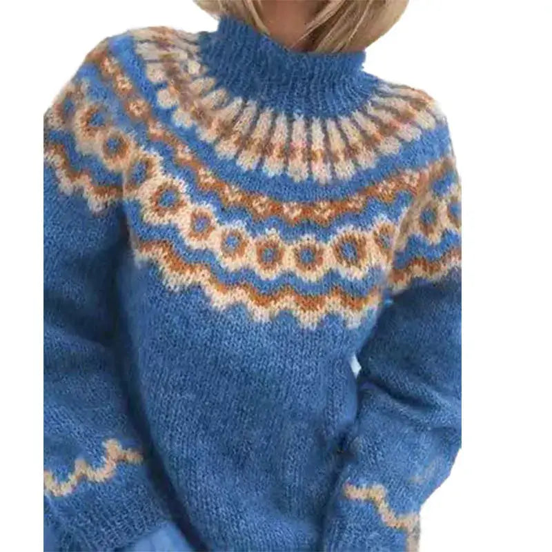 Pullover Damen mit hohem Kragen und lässigem Schnitt - J&B - 3 - Jasminaboutique.com