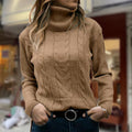 Pullover Damen mit Stehkragen und Kabelstrick - J&B - 2 - Jasminaboutique.com