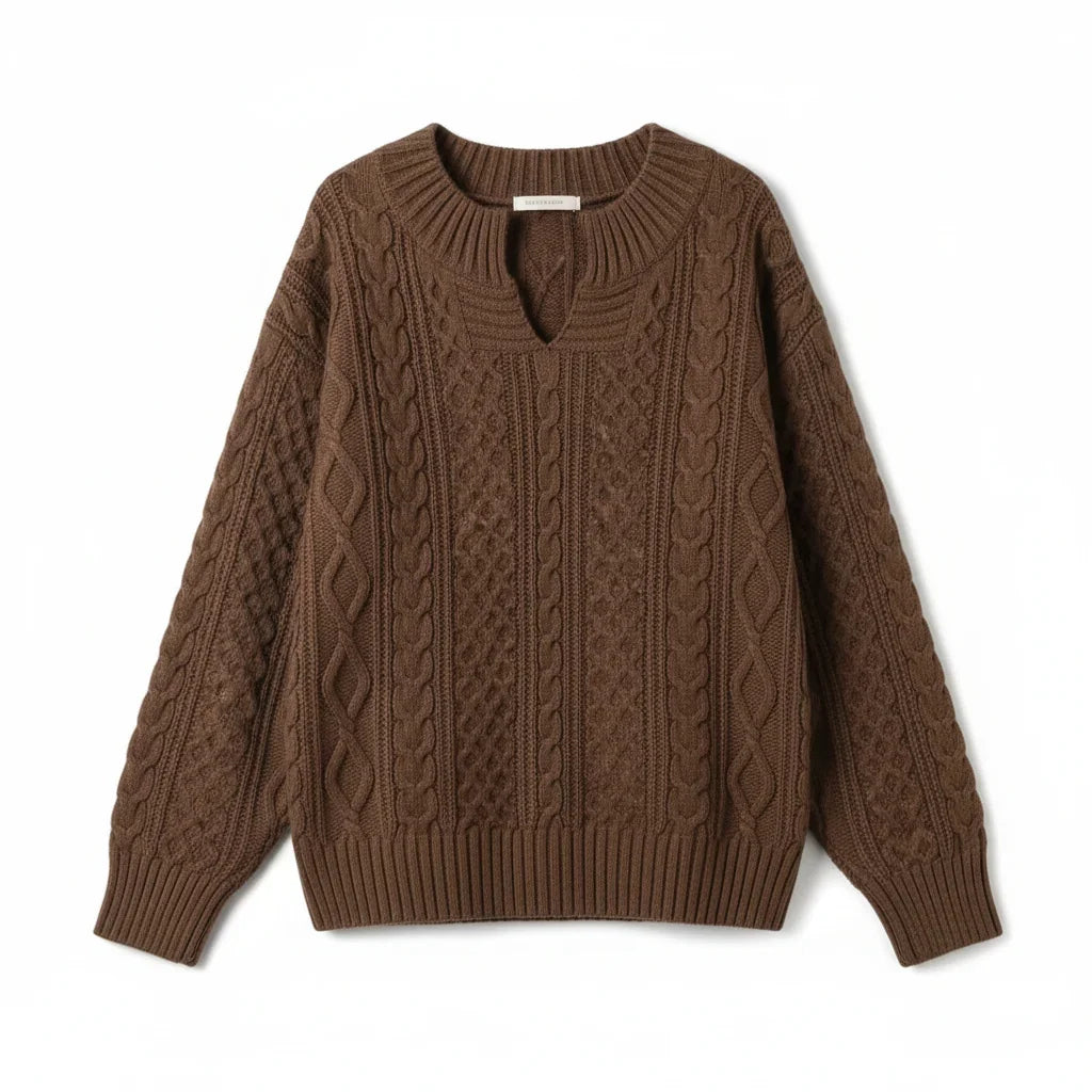 Pullover Damen mit V-Ausschnitt und strukturiertem Design - J&B - 5 - Jasminaboutique.com