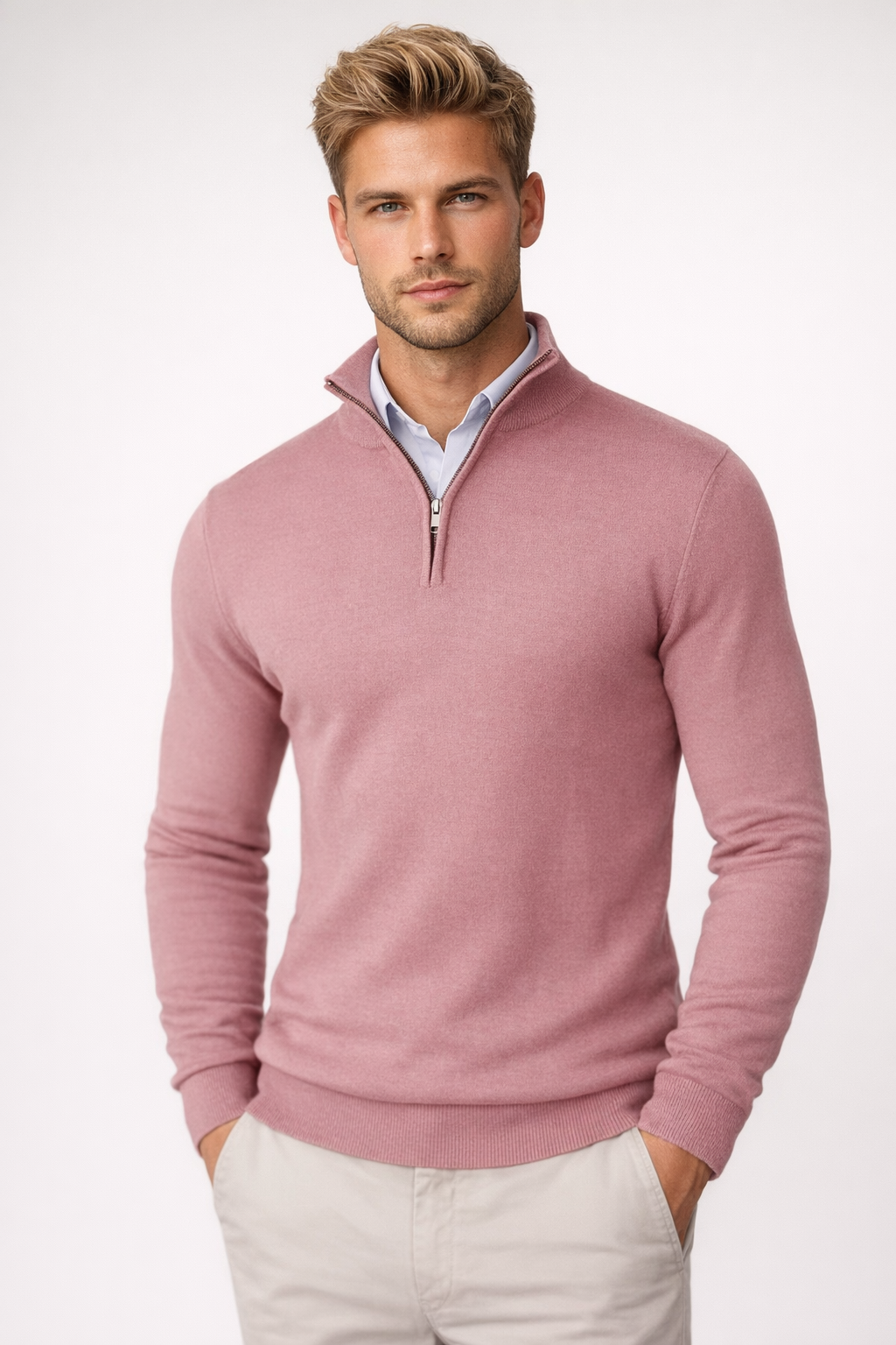 Pullover Herren mit Halbzip und hohem Kragen – Moderner Schnitt und lässiger Look - J&B - 3 - Jasminaboutique.com