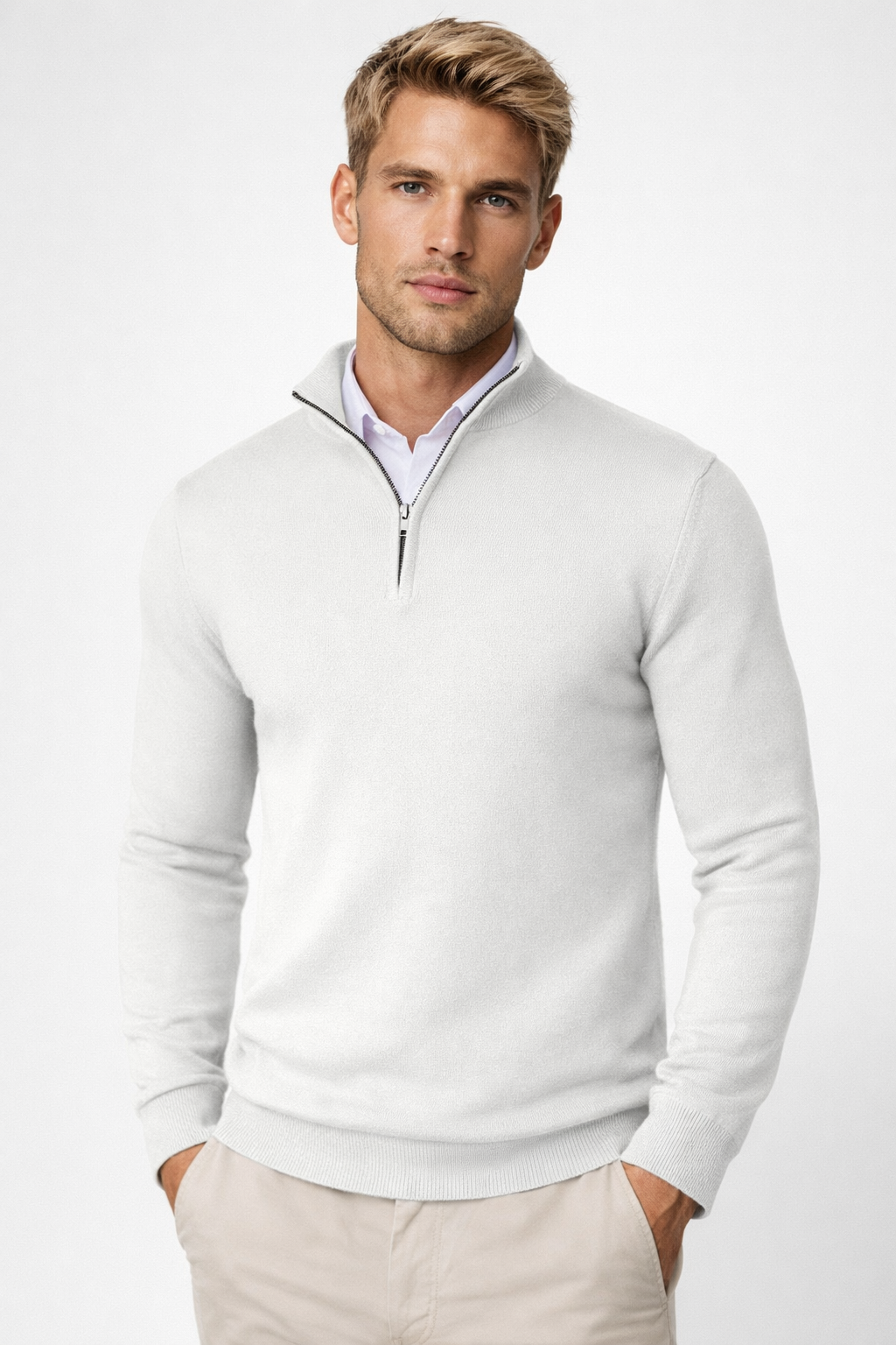 Pullover Herren mit Halbzip und hohem Kragen – Moderner Schnitt und lässiger Look - J&B - 5 - Jasminaboutique.com