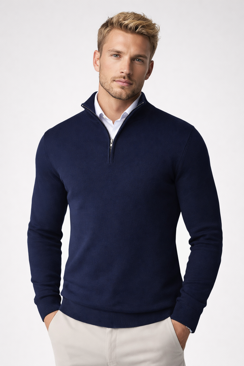Pullover Herren mit Halbzip und hohem Kragen – Moderner Schnitt und lässiger Look - J&B - 6 - Jasminaboutique.com