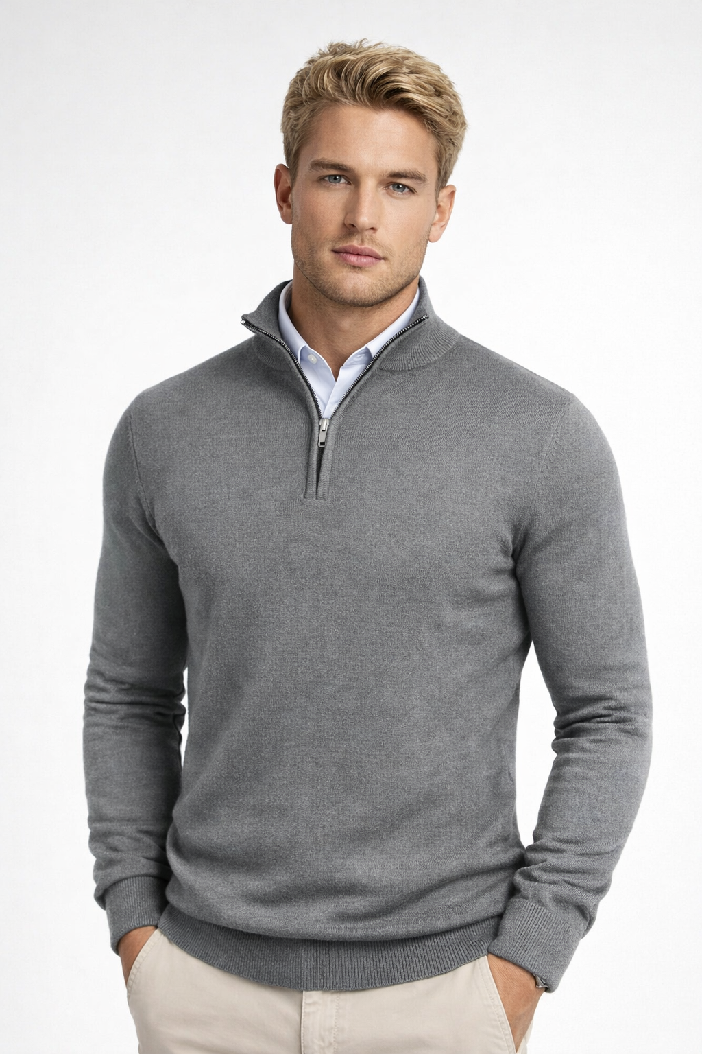 Pullover Herren mit Halbzip und hohem Kragen – Moderner Schnitt und lässiger Look - J&B - 7 - Jasminaboutique.com